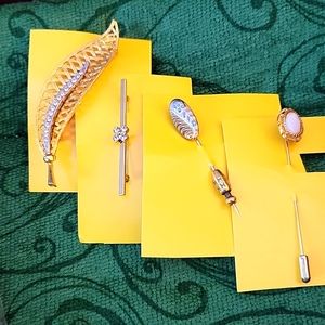 4 vintage stick pins gold Leaf opal rhinestone Excellent pre owned condition…